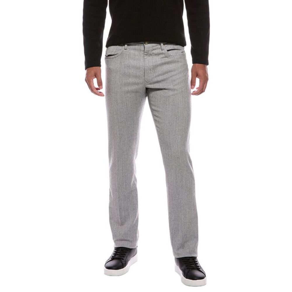 Slowear Mens  Incotex Moss Wool Regular Fit Pant, Gray